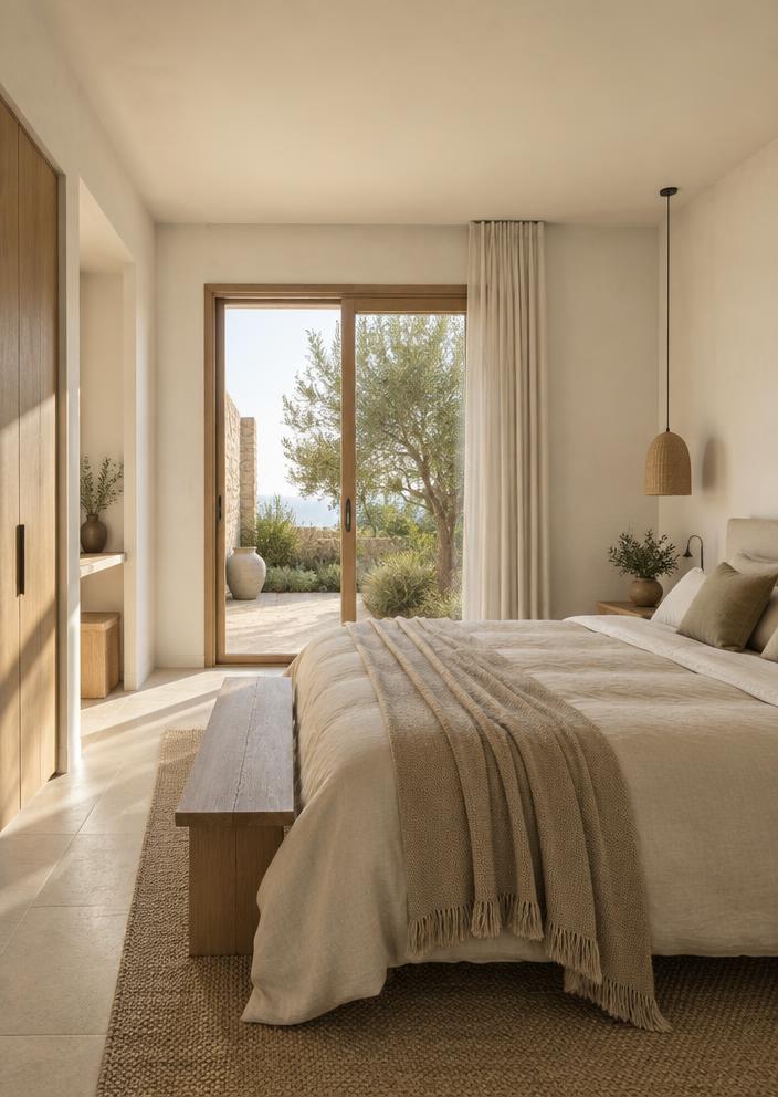 Chambre ouverte sur un jardin